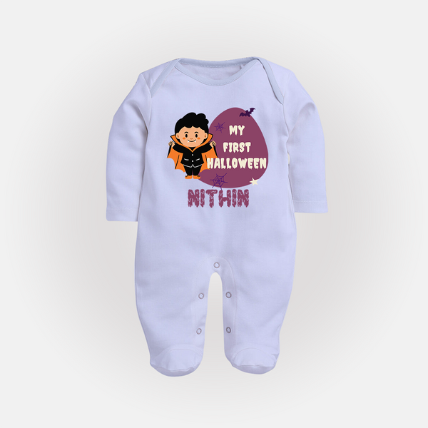 My First Little Bat Buddy Sleep Suit | Custom Baby Sleep Suit for Spooky Fun - BABY BLUE - New Born (Chest 7.5")