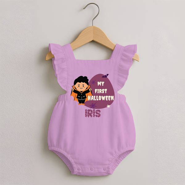 My First Little Bat Buddy Romper Frock | Custom Baby Romper Frock for Spooky Fun - BABY PINK - 0 - 3 Months Old (Chest 19")