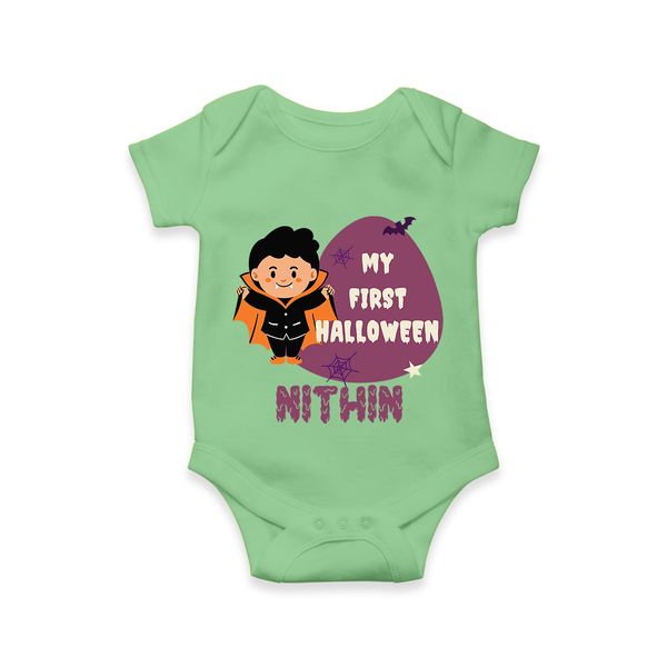 My First Little Bat Buddy Romper | Custom Baby Romper for Spooky Fun - GREEN - New Born (Chest 14")