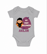 My First Halloween Boy Vampire Print Baby Romper  - GREY - New Born (Chest 14")