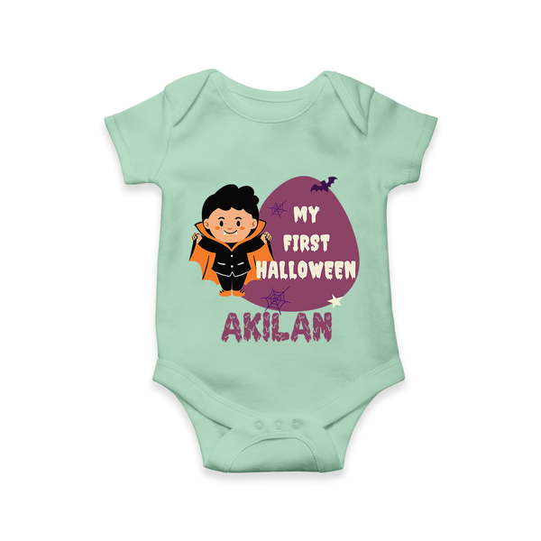 My First Halloween Boy Vampire Print Baby Romper  - MINT GREEN - New Born (Chest 14")