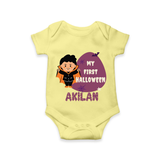 My First Halloween Boy Vampire Print Baby Romper  - PASTEL YELLOW - New Born (Chest 14")