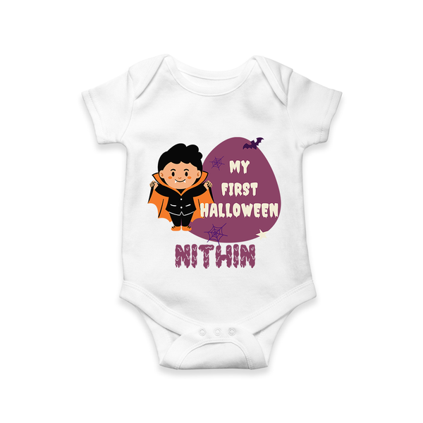 My First Little Bat Buddy Romper | Custom Baby Romper for Spooky Fun - WHITE - New Born (Chest 14")