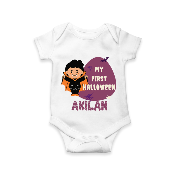 My First Halloween Boy Vampire Print Baby Romper  - WHITE - New Born (Chest 14")