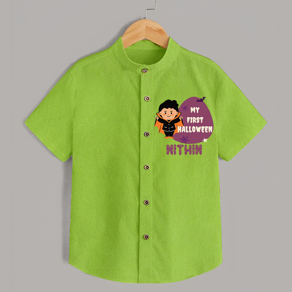 My First Little Bat Buddy Shirt | Custom Baby Shirt for Spooky Fun - LIME GREEN - 0 - 6 Months Old (Chest 23")