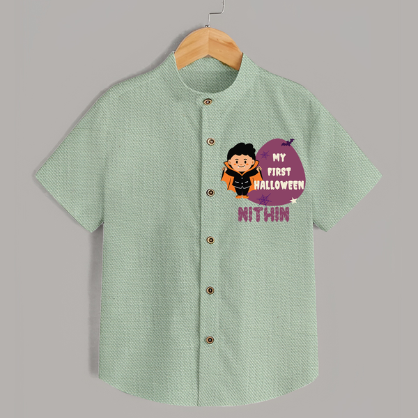 My First Little Bat Buddy Shirt | Custom Baby Shirt for Spooky Fun - MINT GREEN - 0 - 6 Months Old (Chest 23")