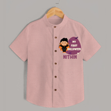 My First Little Bat Buddy Shirt | Custom Baby Shirt for Spooky Fun - PEACH - 0 - 6 Months Old (Chest 23")