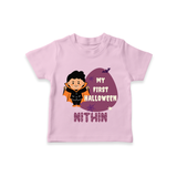 My First Little Bat Buddy Tshirt | Custom Baby Tshirt for Spooky Fun - BABY PINK - 0-5 Months Old (Chest 17")