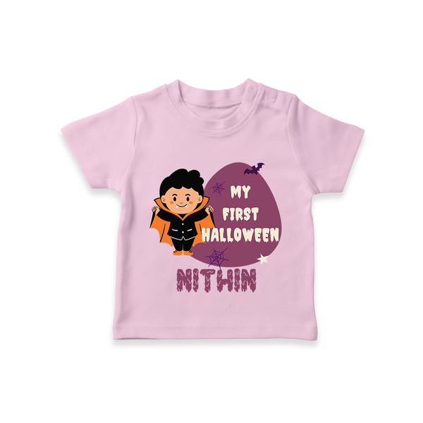 My First Little Bat Buddy Tshirt | Custom Baby Tshirt for Spooky Fun - BABY PINK - 0-5 Months Old (Chest 17")