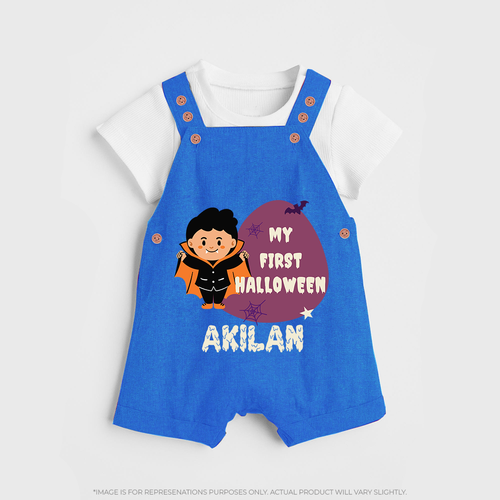 My First Halloween Boy Vampire Print Baby Dungaree