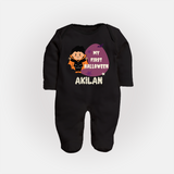 My First Halloween Boy Vampire Print Baby Full Body Suit - BLACK - New Born (Chest 7.5")