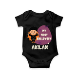 My First Halloween Boy Vampire Print Baby Romper  - BLACK - New Born (Chest 14")