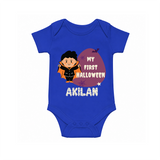 My First Halloween Boy Vampire Print Baby Romper  - COBALT BLUE - New Born (Chest 14")