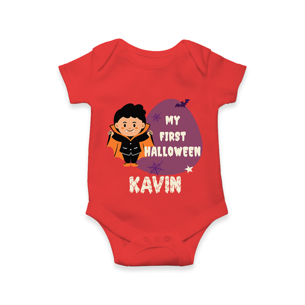 My First Little Bat Buddy Romper | Custom Baby Romper for Spooky Fun - RED - New Born (Chest 14")