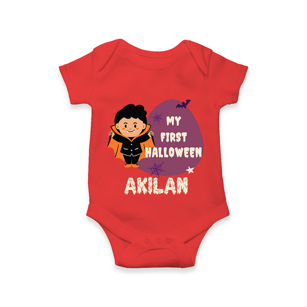 My First Halloween Boy Vampire Print Baby Romper  - RED - New Born (Chest 14")