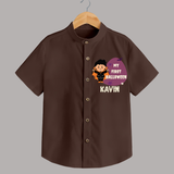My First Little Bat Buddy Shirt | Custom Baby Shirt for Spooky Fun - CHOCOLATE BROWN - 0 - 6 Months Old (Chest 23")