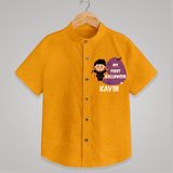 My First Little Bat Buddy Shirt | Custom Baby Shirt for Spooky Fun - CHROME YELLOW - 0 - 6 Months Old (Chest 23")