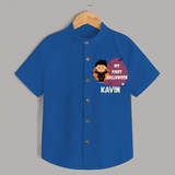 My First Little Bat Buddy Shirt | Custom Baby Shirt for Spooky Fun - COBALT BLUE - 0 - 6 Months Old (Chest 23")