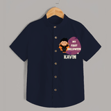 My First Little Bat Buddy Shirt | Custom Baby Shirt for Spooky Fun - NAVY BLUE - 0 - 6 Months Old (Chest 23")