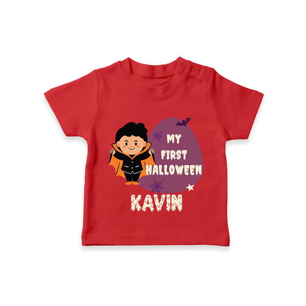 My First Little Bat Buddy Tshirt | Custom Baby Tshirt for Spooky Fun - RED - 0-5 Months Old (Chest 17")