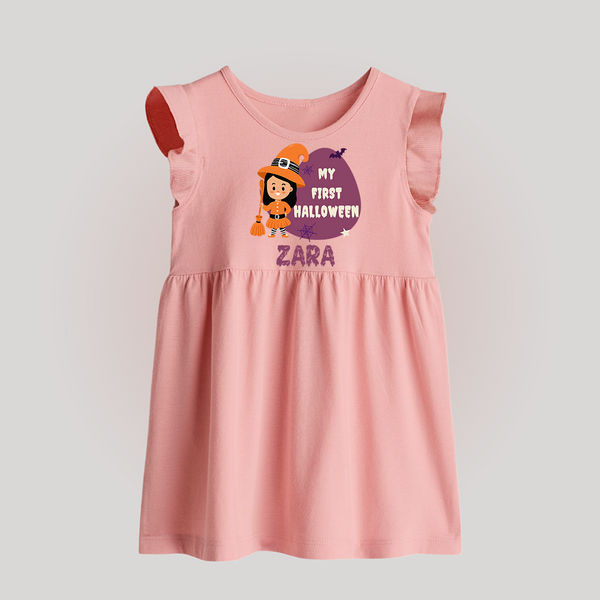 My First Bite-Sized Vampire Baby Frock | Personalized Baby Baby Frock for Halloween - BABY PINK - 0 - 3 Months Old (Chest 17")
