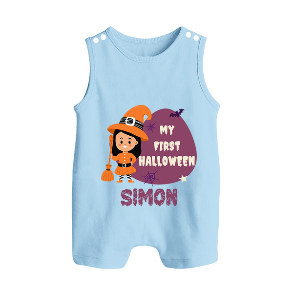 My First Bite-Sized Vampire Romper Suit | Personalized Baby Romper Suit for Halloween - BABY BLUE - 0 - 5 Months Old (Chest 18")