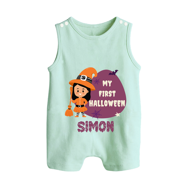 My First Bite-Sized Vampire Romper Suit | Personalized Baby Romper Suit for Halloween - MINT GREEN - 0 - 5 Months Old (Chest 18")