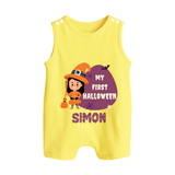 My First Bite-Sized Vampire Romper Suit | Personalized Baby Romper Suit for Halloween - PASTEL YELLOW - 0 - 5 Months Old (Chest 18")