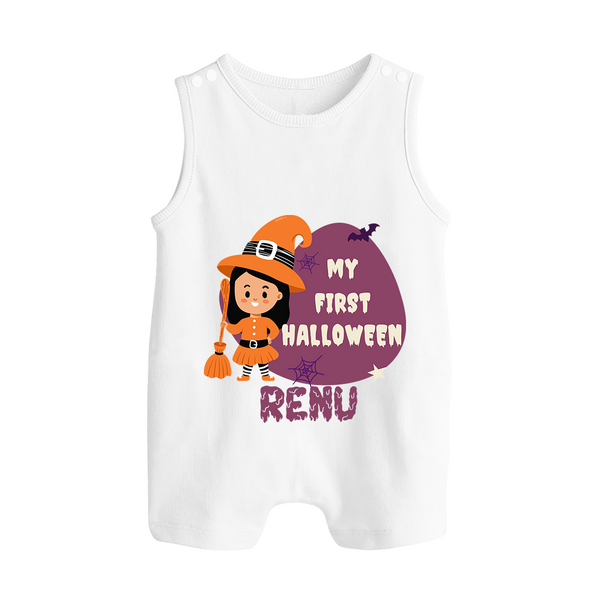 My First Halloween Girl Vampire Print Baby Button Romper - WHITE - New Born (Chest 18")