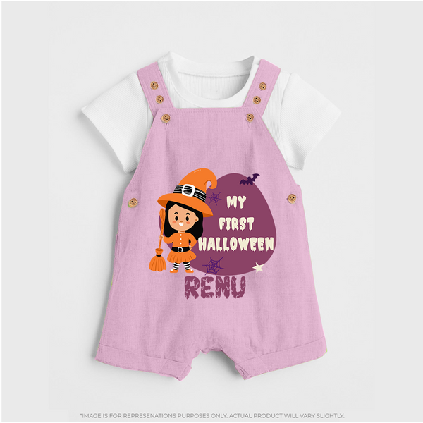 My First Halloween Girl Vampire Print Baby Dungaree - BABY PINK - 0 - 5 Months Old (Chest 18")