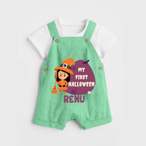 My First Halloween Girl Vampire Print Baby Dungaree - GREEN - 0 - 5 Months Old (Chest 18")