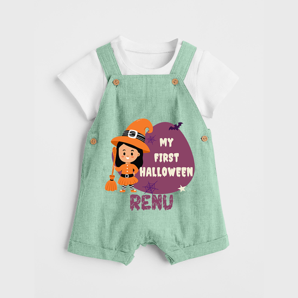 My First Halloween Girl Vampire Print Baby Dungaree - MINT GREEN - 0 - 5 Months Old (Chest 18")