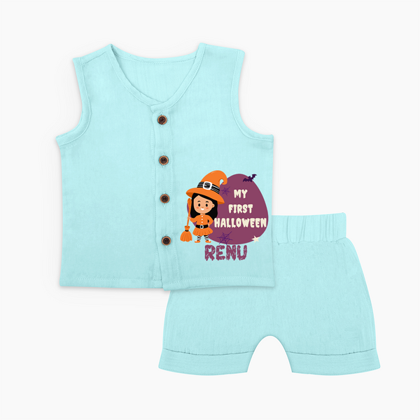 My First Halloween Girl Vampire Print Baby Jabla Set - BABY BLUE - 0 - 3 Months Old (Chest 9.8")