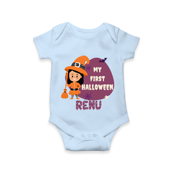 My First Halloween Girl Vampire Print Baby Romper  - BABY BLUE - New Born (Chest 14")