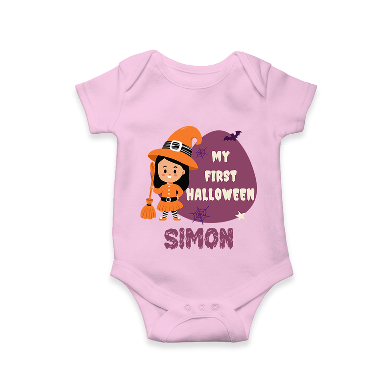 My First Bite-Sized Vampire Romper | Personalized Baby Romper for Halloween - BABY PINK - New Born (Chest 14")