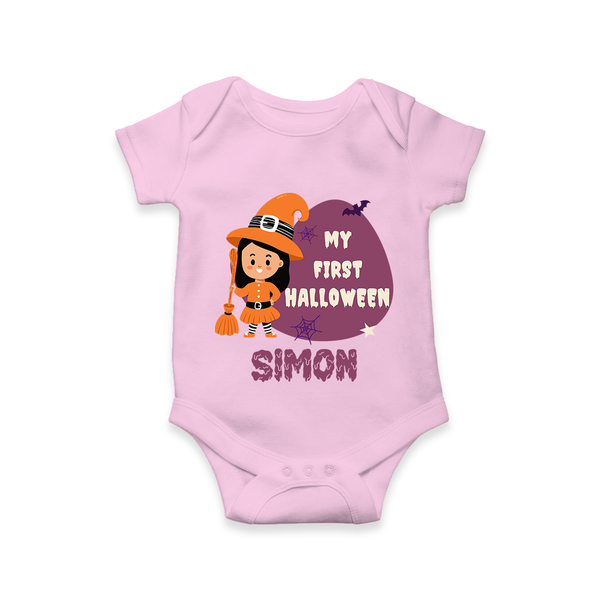My First Bite-Sized Vampire Romper | Personalized Baby Romper for Halloween - BABY PINK - New Born (Chest 14")