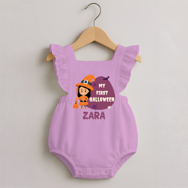 My First Bite-Sized Vampire Romper Frock | Personalized Baby Romper Frock for Halloween - BABY PINK - 0 - 3 Months Old (Chest 19")