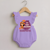 My First Halloween Girl Vampire Print Baby Romper Frock - LILAC - 0 - 3 Months Old (Chest 19")