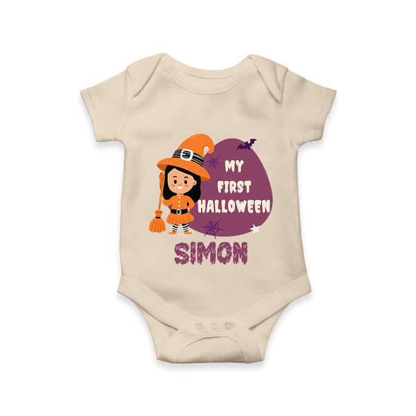 My First Bite-Sized Vampire Romper | Personalized Baby Romper for Halloween - IVORY - New Born (Chest 14")