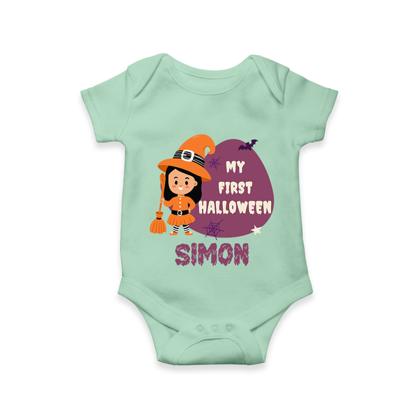 My First Bite-Sized Vampire Romper | Personalized Baby Romper for Halloween - MINT GREEN - New Born (Chest 14")