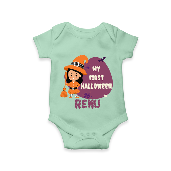 My First Halloween Girl Vampire Print Baby Romper  - MINT GREEN - New Born (Chest 14")