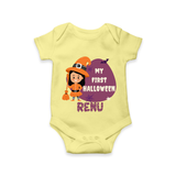 My First Halloween Girl Vampire Print Baby Romper  - PASTEL YELLOW - New Born (Chest 14")