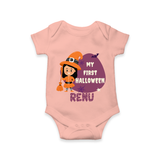 My First Halloween Girl Vampire Print Baby Romper  - PEACH - New Born (Chest 14")