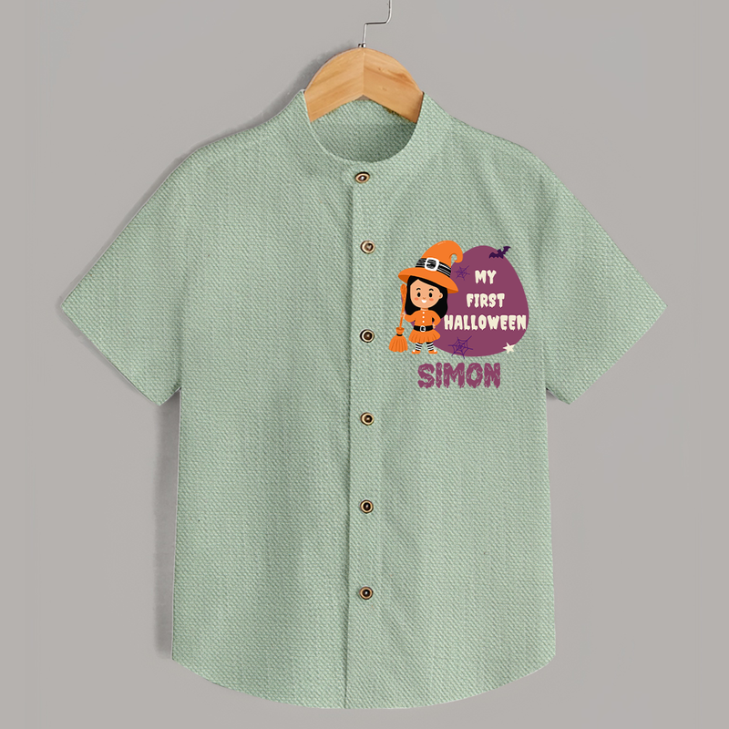 My First Bite-Sized Vampire Shirt | Personalized Baby Shirt for Halloween - MINT GREEN - 0 - 6 Months Old (Chest 23")