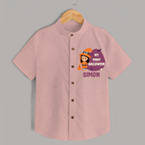 My First Bite-Sized Vampire Shirt | Personalized Baby Shirt for Halloween - PEACH - 0 - 6 Months Old (Chest 23")