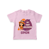 My First Bite-Sized Vampire Tshirt | Personalized Baby Tshirt for Halloween - BABY PINK - 0-5 Months Old (Chest 17")