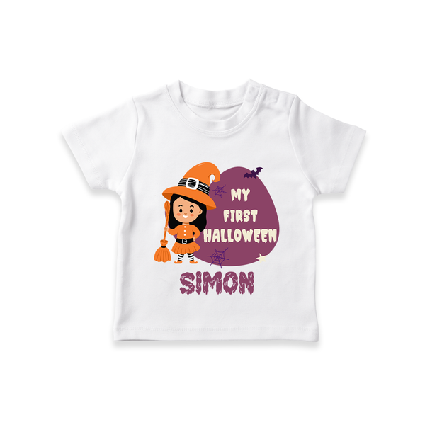 My First Bite-Sized Vampire Tshirt | Personalized Baby Tshirt for Halloween - WHITE - 0-5 Months Old (Chest 17")