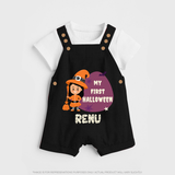 My First Halloween Girl Vampire Print Baby Dungaree - BLACK - 0 - 5 Months Old (Chest 18")