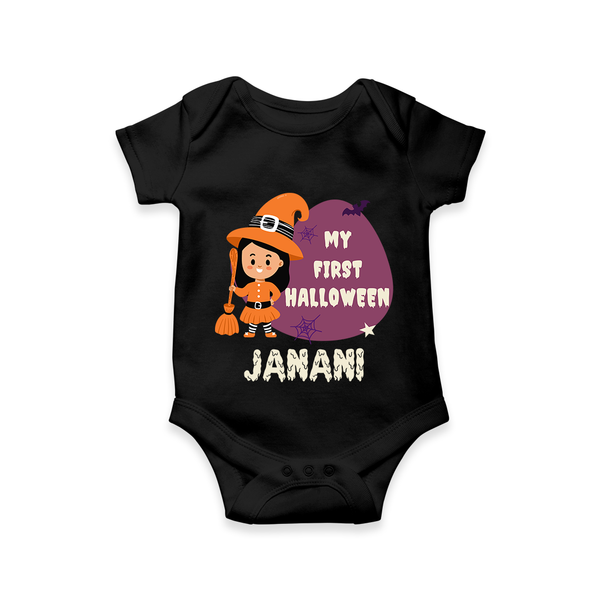 My First Bite-Sized Vampire Romper | Personalized Baby Romper for Halloween - BLACK - New Born (Chest 14")