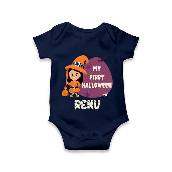 My First Halloween Girl Vampire Print Baby Romper  - NAVY BLUE - New Born (Chest 14")